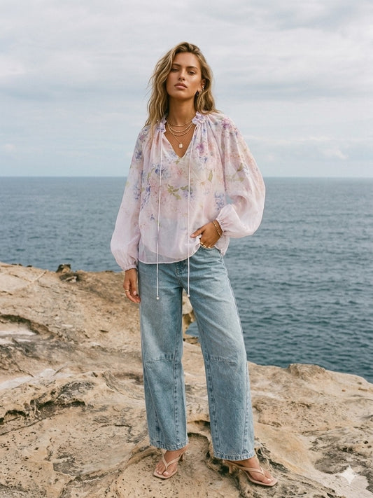 L1130 FLORAL PINK SHIRT