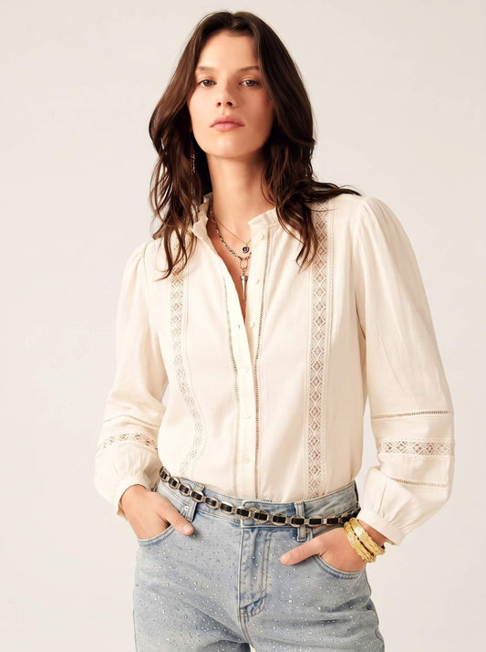SM_GZLX_879 - Perforated Linen blend Blouse