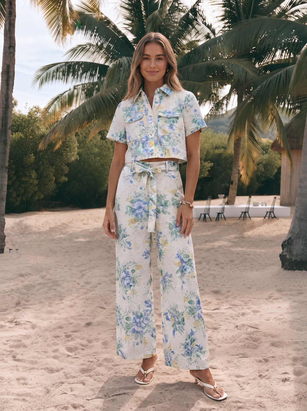 L1114 /O PRINTED CROP SHIRT