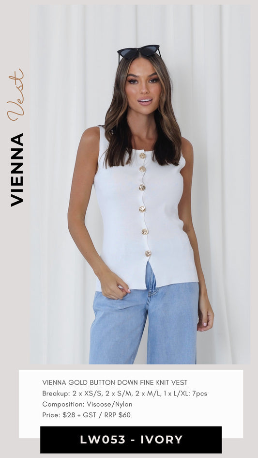 LW053 vienna gold button vest