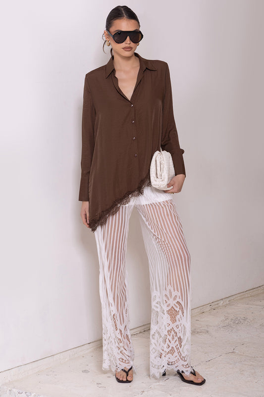 LPE885 /O BUTTON UP SHIRT ASYMMETRIC BOTTOM