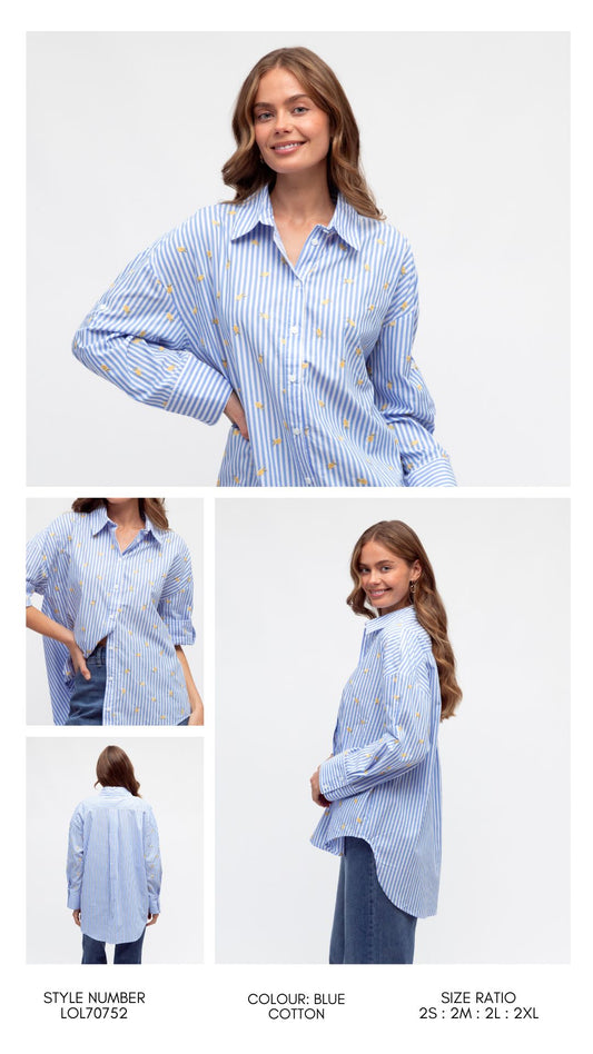 LOL70752 Lemon embroidery - blue