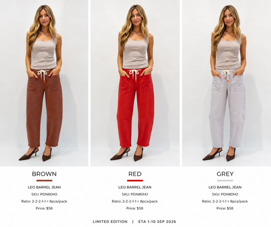 CARTER BARREL JEAN  PDN86MJ - BRANDY - SAND- POPPY RED