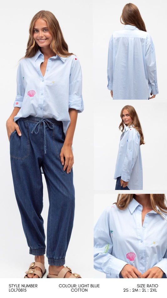 LOL70815/O MULTI EMBROIDERED SHIRT