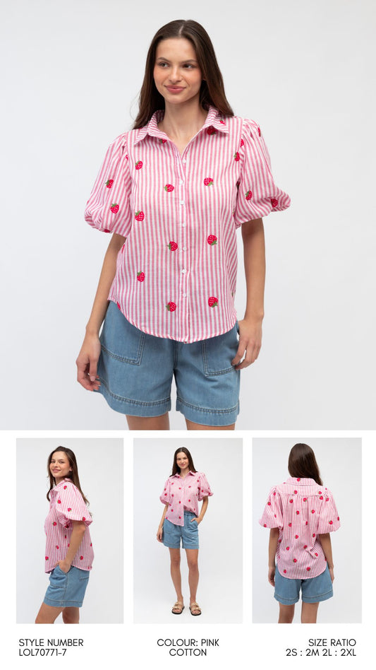 LOL70771-7/O STRIPE STRABERRIES