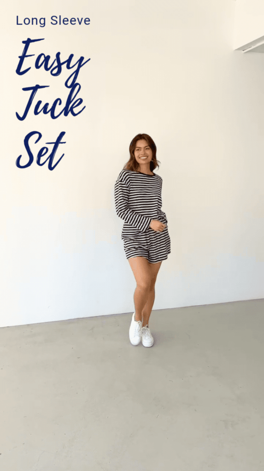 LOL71310/O KNIT STRIPE TOP & SHORTS
