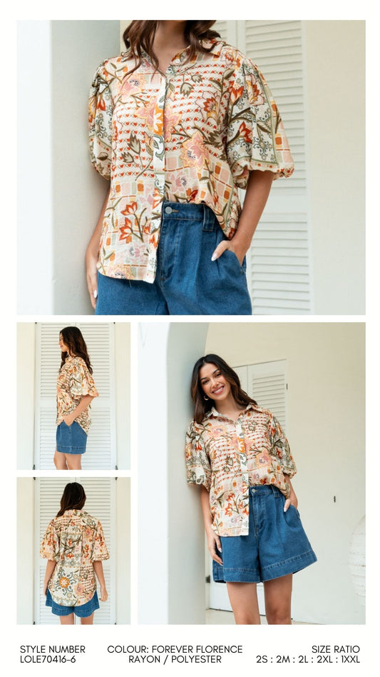 LOLE70416-6/O FOREVER FLORENCE SHIRT