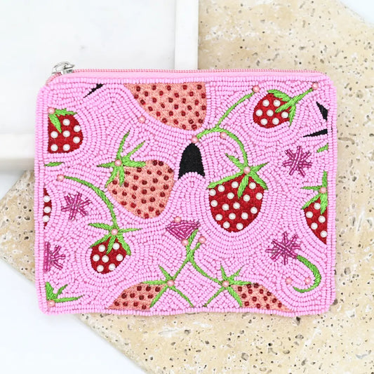 Strawberry Beaded Pouch - BEP-PO