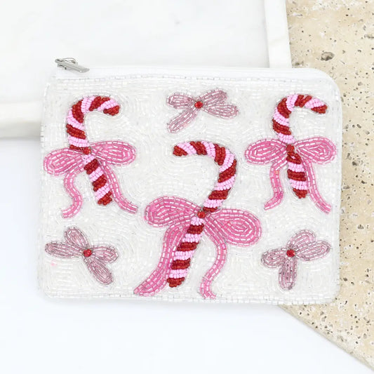 Candy Cane Beaded Pouch - BEQ-PO
