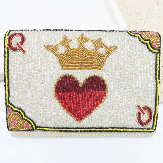 Beaded Queen of Hearts Clutch