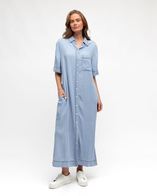 LOL70554/O LONG LINE DENIM DRESS