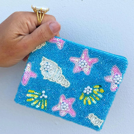 She Sells Seashells Beaded Pouch BIV-PO