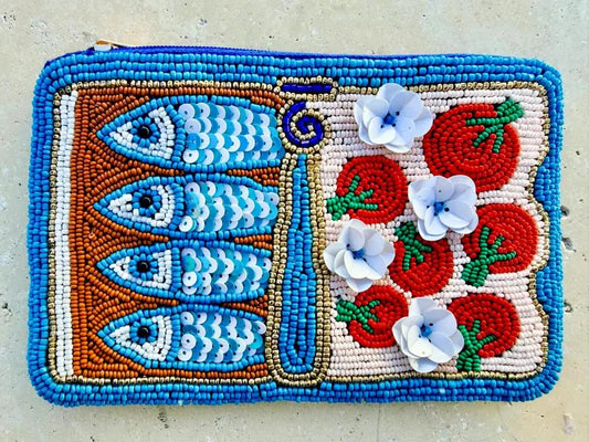 Sonny Sardines Blue Beaded Clutch BJL-PO