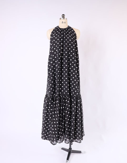 VH23139/O Tie Neck Maxi Dress