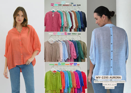 WY-2295/O Aurora sheer linen top - BEST SELLING SHIRT