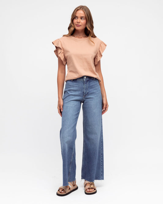 LOL70413/O FRILL SLEEVE TEE