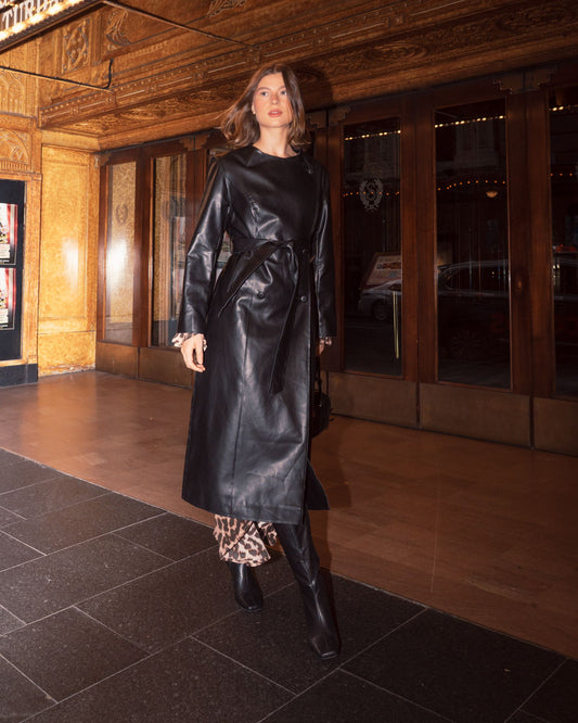TF10424/O PLEATHER LONG LINE JACKET