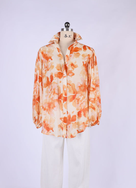 VH23056-6/O ORANGE FLORAL SHIRT