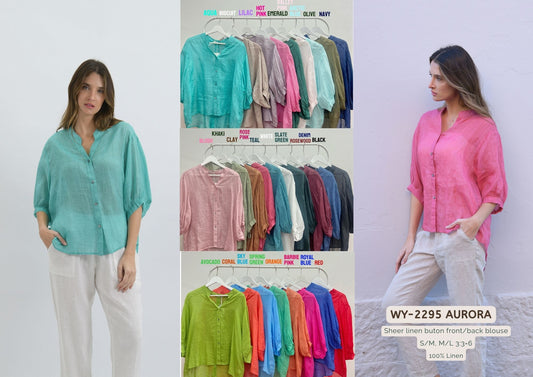 WY-2295 Aurora sheer linen top