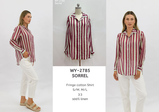 WY-2785 - Sorrel striped linen shirt