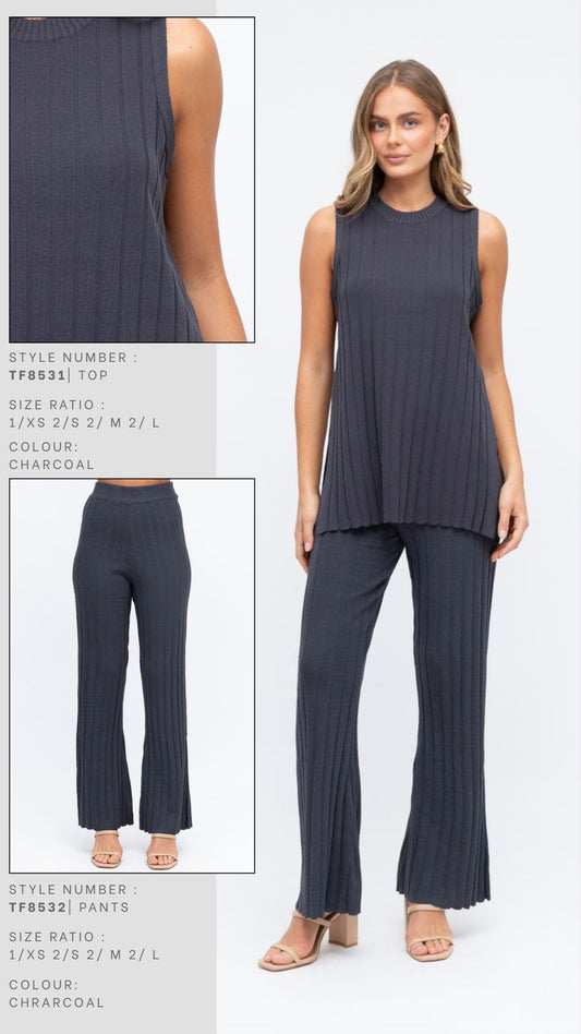 TF8531/TF8532/O KNIT SET IN CHARCOAL & BLACK