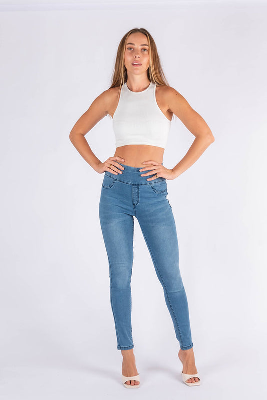 3024 - SKINNY PULL UP JEAN - mid wash