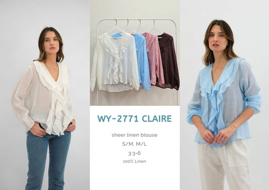 WY-2771/O Claire sheer linen blouse