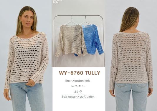 WY-6760/O Tully linen/cotton knit top