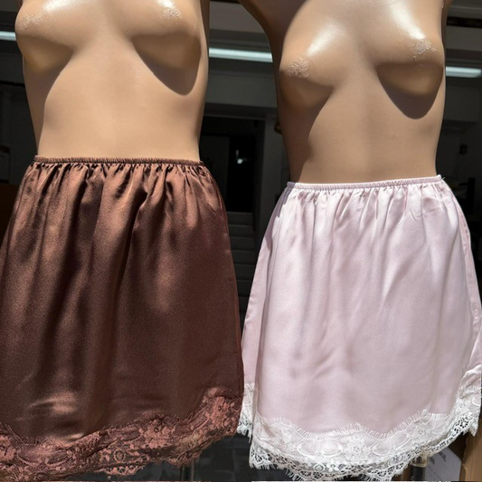 48 SATIN LACE TRIM MINI SKIRT (3C) (3P) (3W)