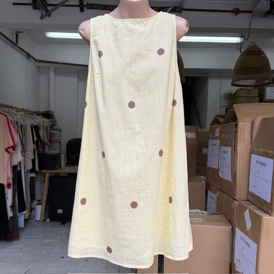 144-4 Yellow/Choc Polka Dot Mini Dress (4)