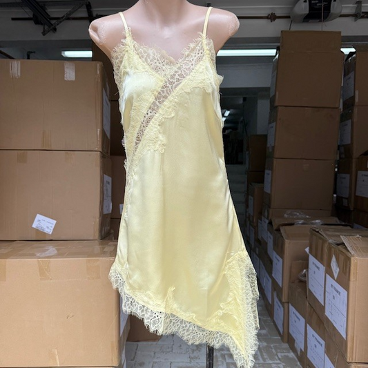 730-3 Yellow Lace/Satin Tunic top