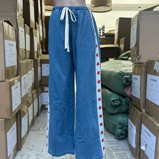 546-1 denim red star pant