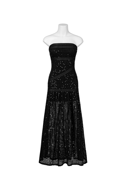 EF6398MA - BLACK STRAPLESS MIDI DRESS