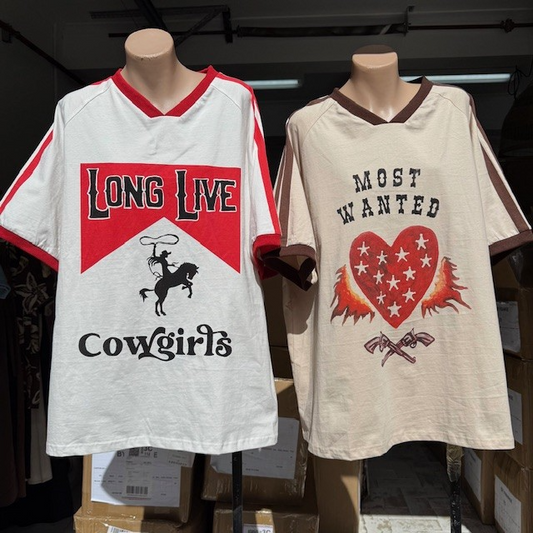 #750-1T Long Live Cowgirls Tee #755-1T Most Wanted Tee