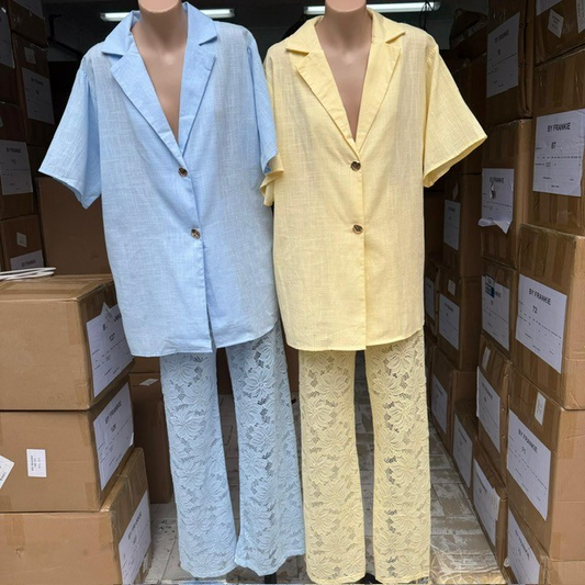 244 shirt & lace pant set (5Y) (3B)