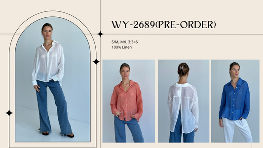 WY-2689 Annie front back button through linen shirt