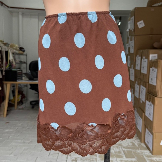 48-5 Chocolate/Blue Polka Dot Skirt