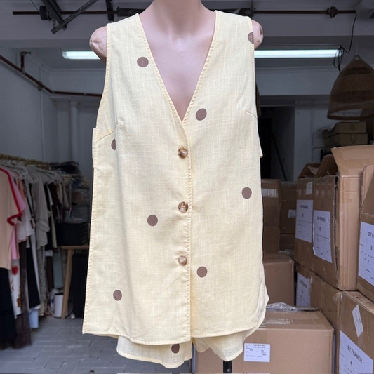 990-32 Yellow/Choc Polka Dot Panel Set (4)