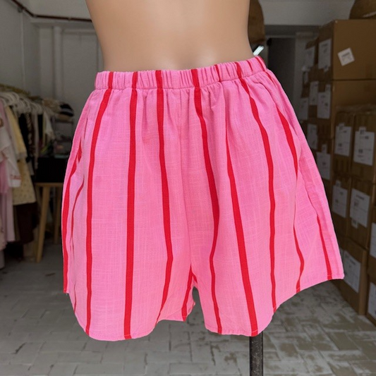 #610-11P Pink/Red Stripe Shorts