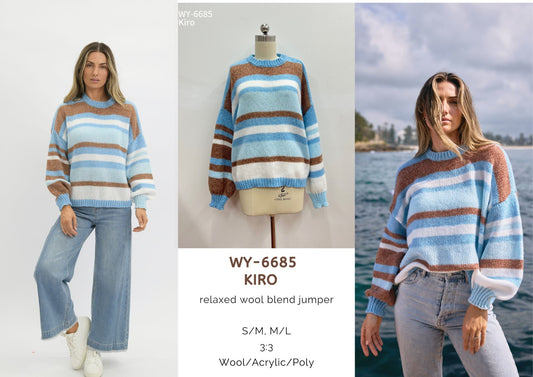 WY-6685 Kiro relaxed stripe wool blend jumper