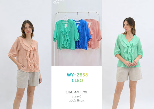 WY-2858/O - Cleo sheer linen blouse