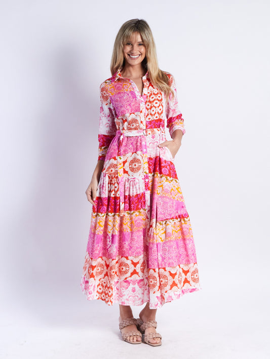 S24D01LE - ZOE SHIRT DRESS -RED FLORAL