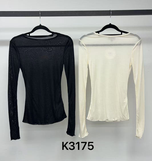 K3175/O - LONG SLEEVE SHEER TOP