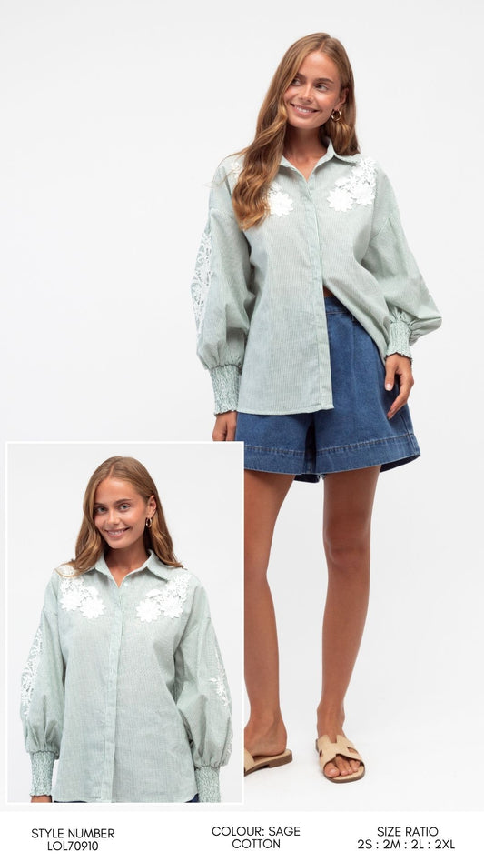 LOL70910/O daisy embroidered shirt