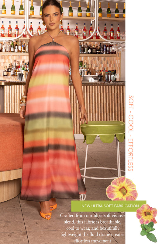 LPE1001 /O OMBRE GODDESS MAXI DRESS HAULTER NECK