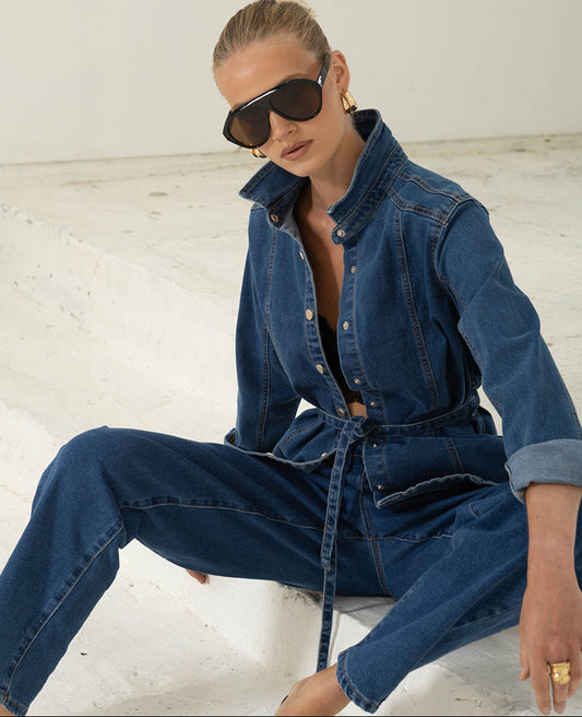 ALP1328/O DARK WASH PEPLUM DENIM JACKET