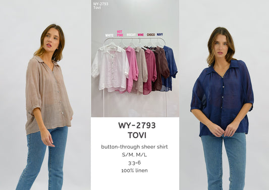 WY-2793/O Tovi button-through sheer shirt