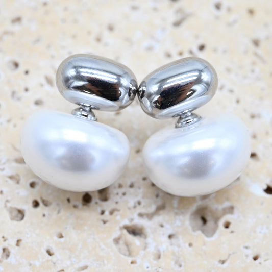 JFK-E-SV Silver and pearl earrings