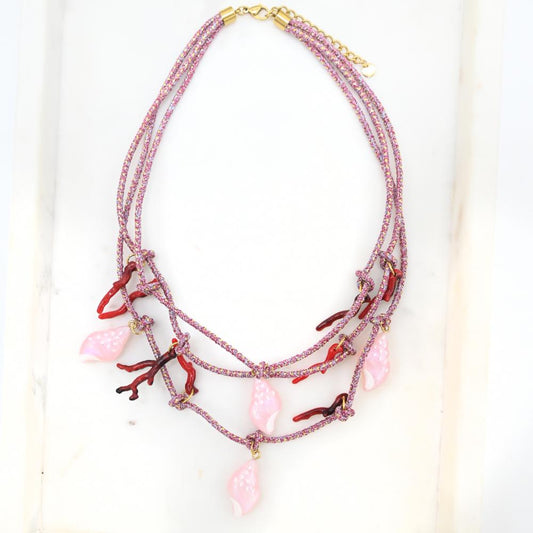 JKU-N Pink Shell Necklace