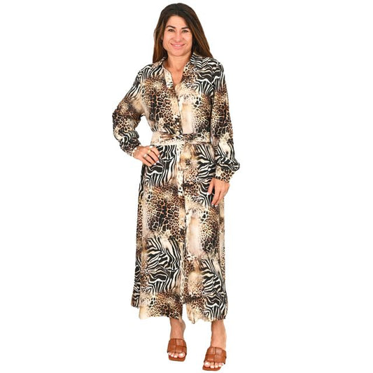 Sabi sands Adriana Leopard Long Sleeve Dress
